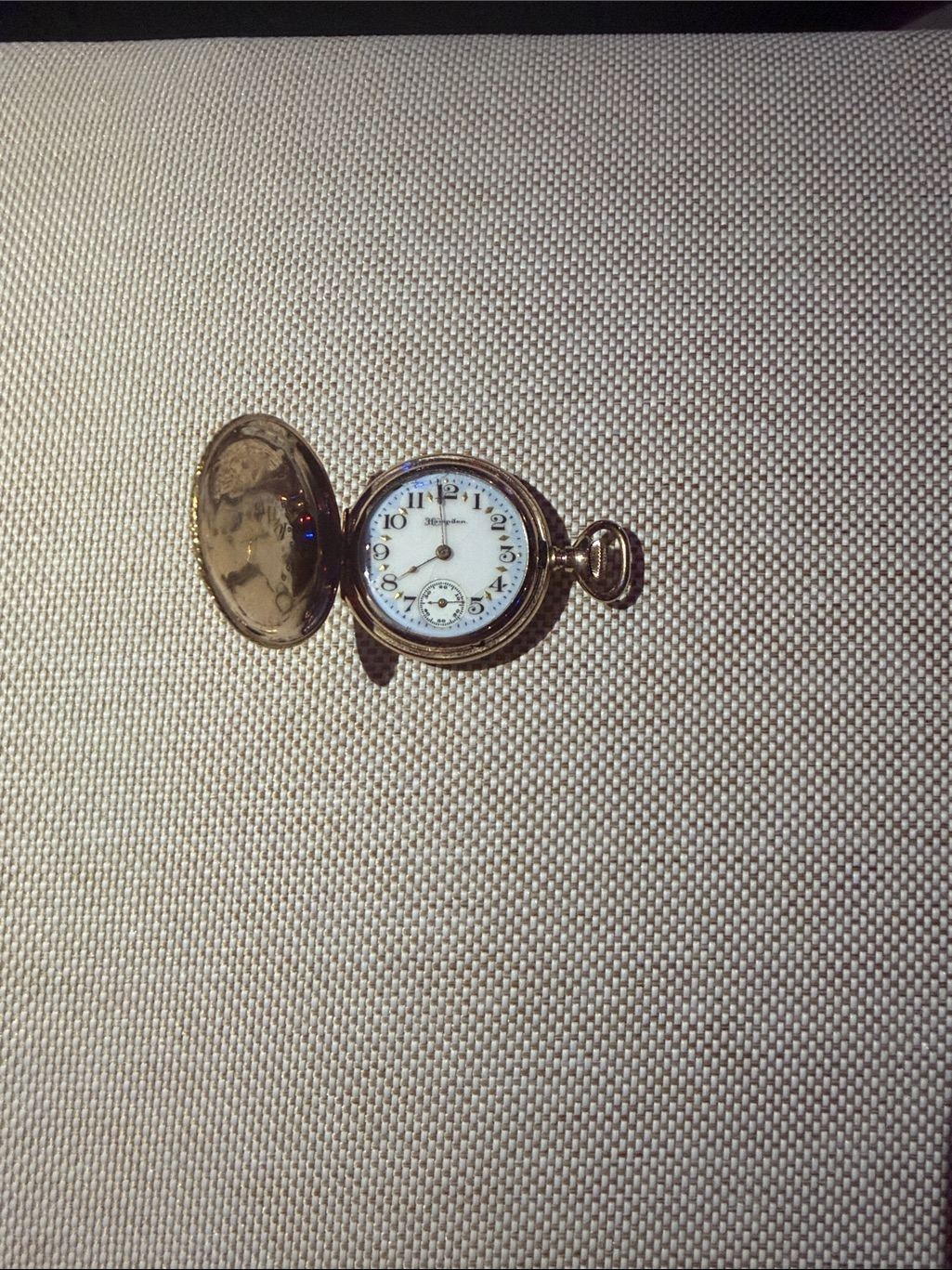 Vintage Pocket Watch - White Dial With Gold Case